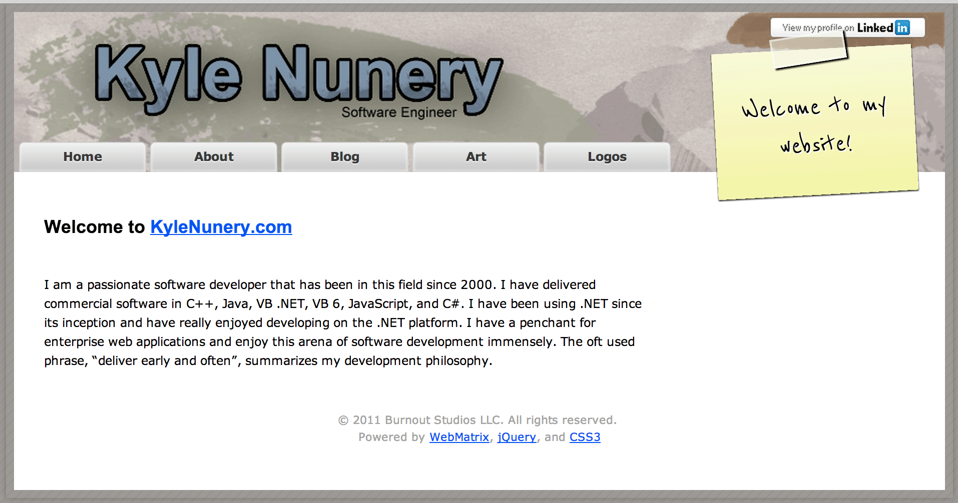 Kyle Nunery website original design